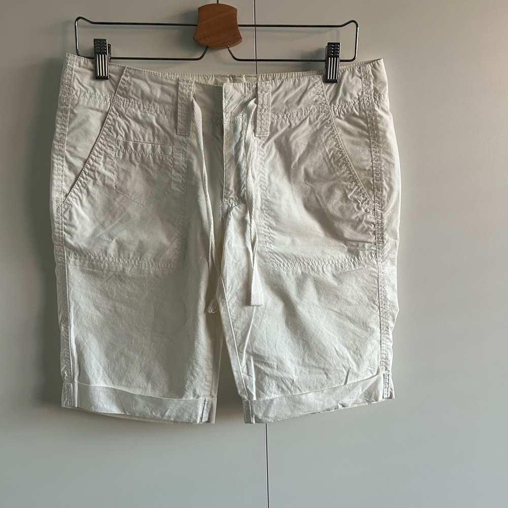 White Relaxed Fit Bermuda Shorts